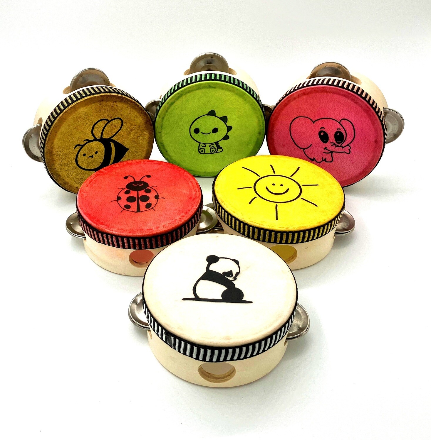 4" mini Tambourine for kids with six artwork and color choices