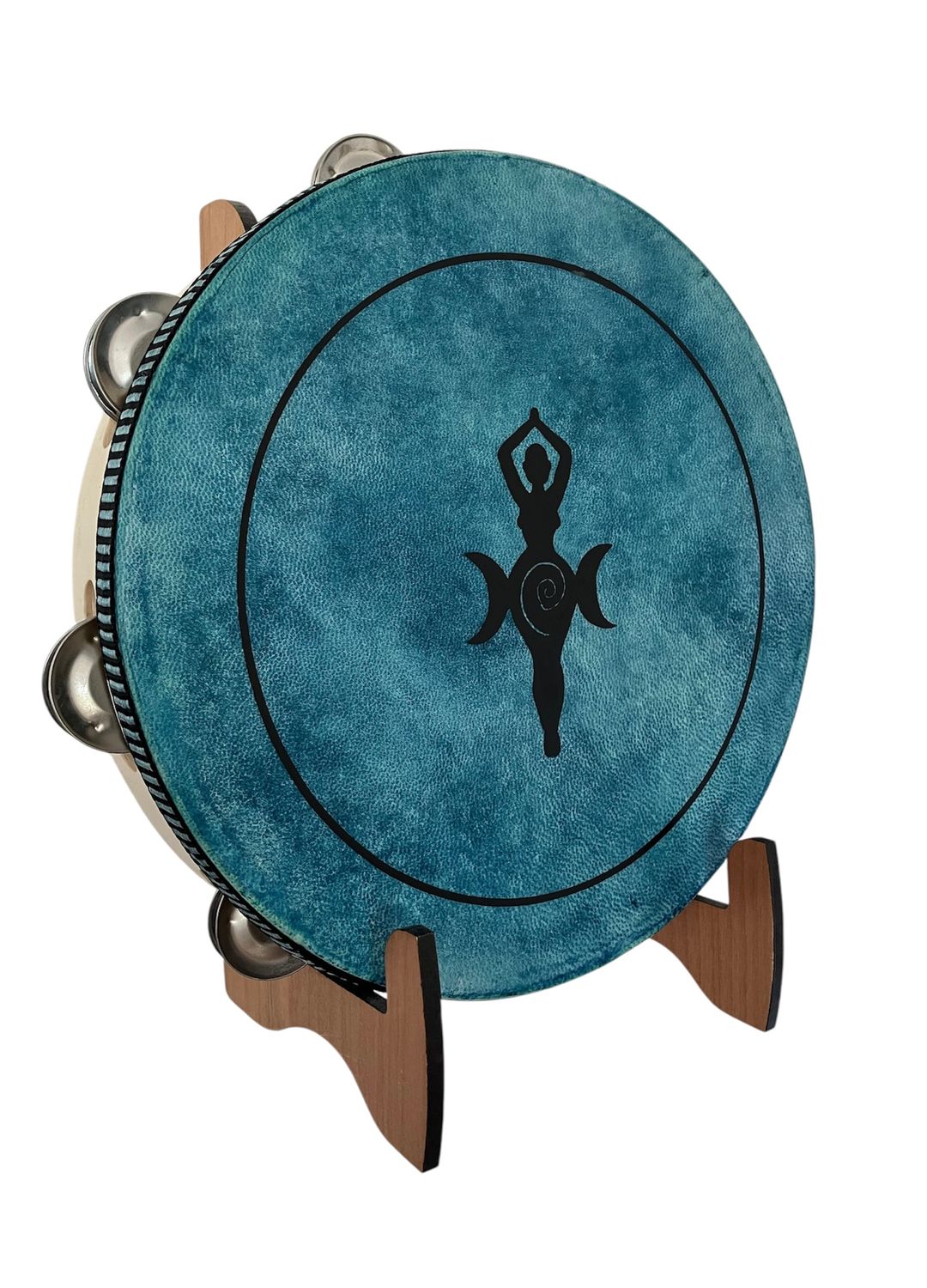 Wiccan Moon Goddess Tambourine with optional illuminated Display Stand Display Stand