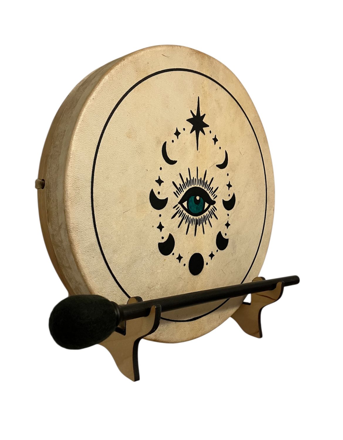Mystic Eye Shamanic Frame Drum with optional illuminated Display Stand and Carry Bag
