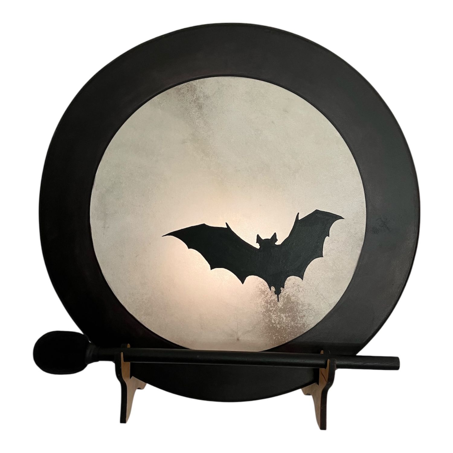 Bat Shaman Frame Drum with optional illuminated Display Stand and Carry Bag