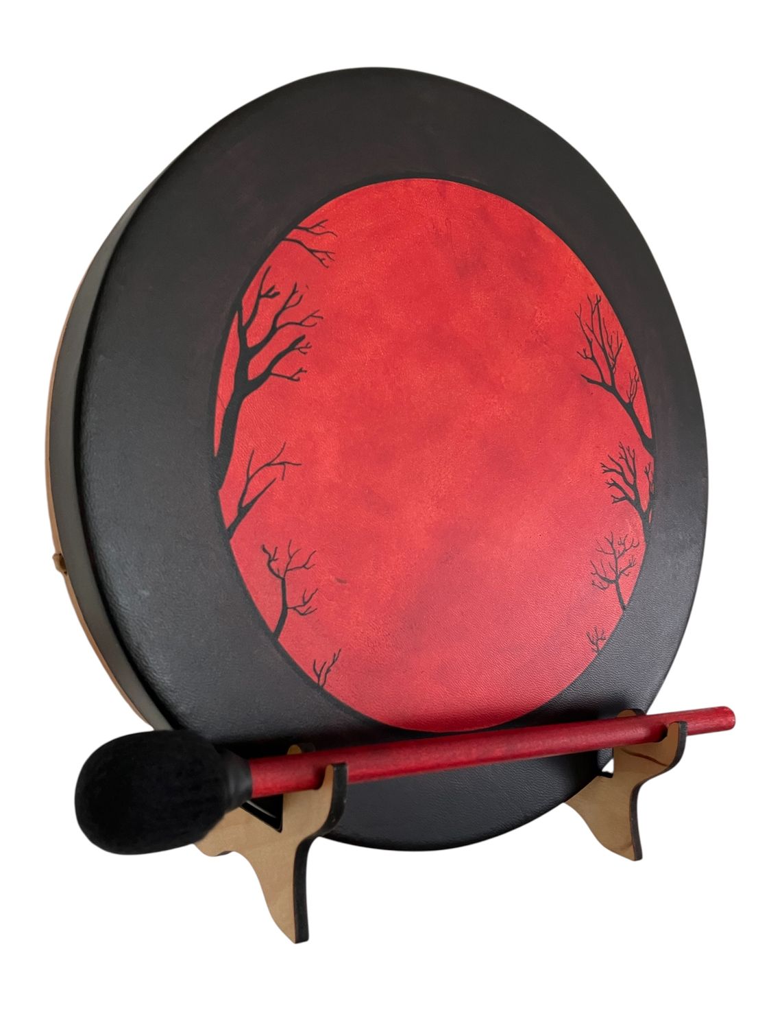 Blood Moon Shamanic Frame Drum with optional illuminated Display Stand and Carry Bag