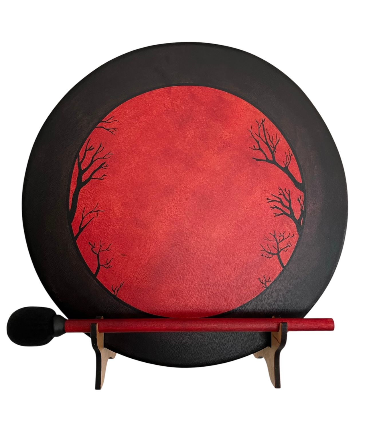 Blood Moon Shamanic Frame Drum with optional illuminated Display Stand and Carry Bag
