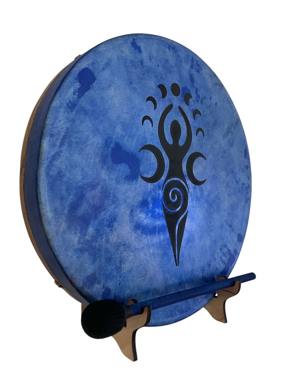 Moon Goddess Shamanic Frame Drum with optional illuminated Display Stand and Carry Bag