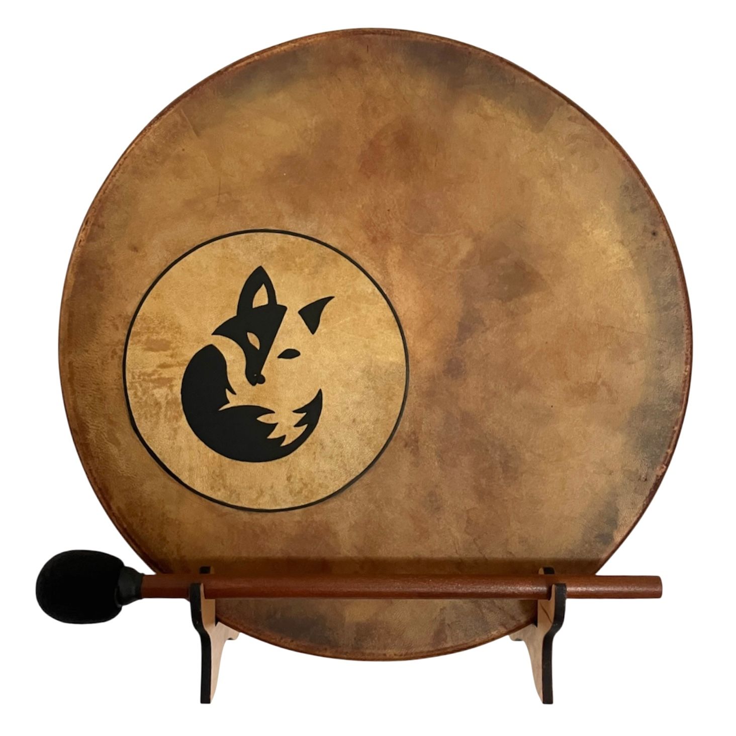 Fox Shamanic Frame Drum with optional Display Stand and Carry Bag