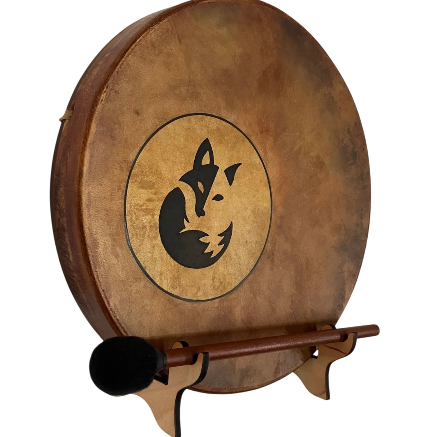 Fox Shamanic Frame Drum with optional Display Stand and Carry Bag
