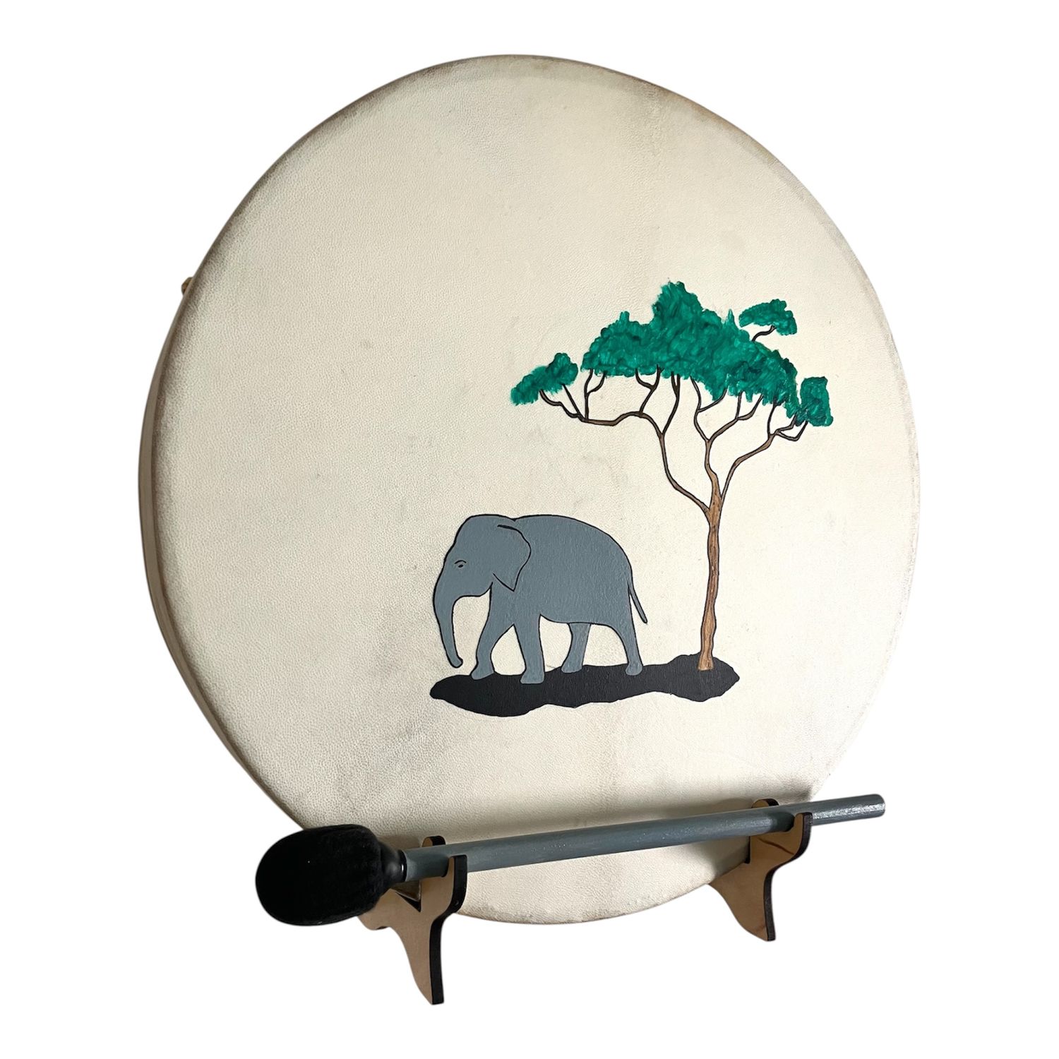 Elephant Shamanic Frame Drum with optional illuminated Display Stand and Carry Bag