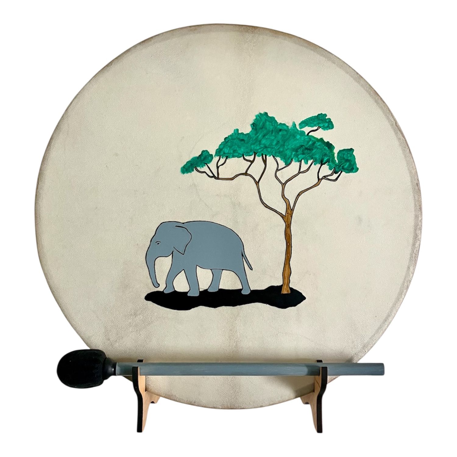Elephant Shamanic Frame Drum with optional illuminated Display Stand and Carry Bag