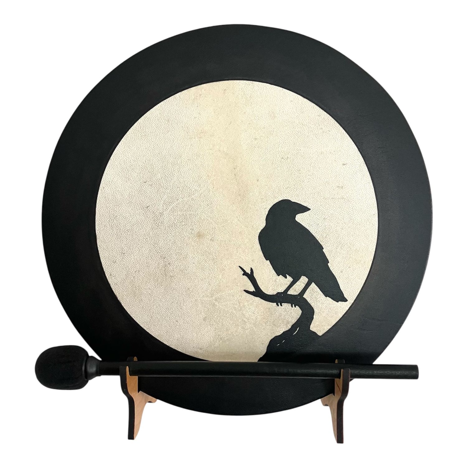 Raven Moon Shaman Frame Drum with optional illuminated Display Stand and Carry Bag