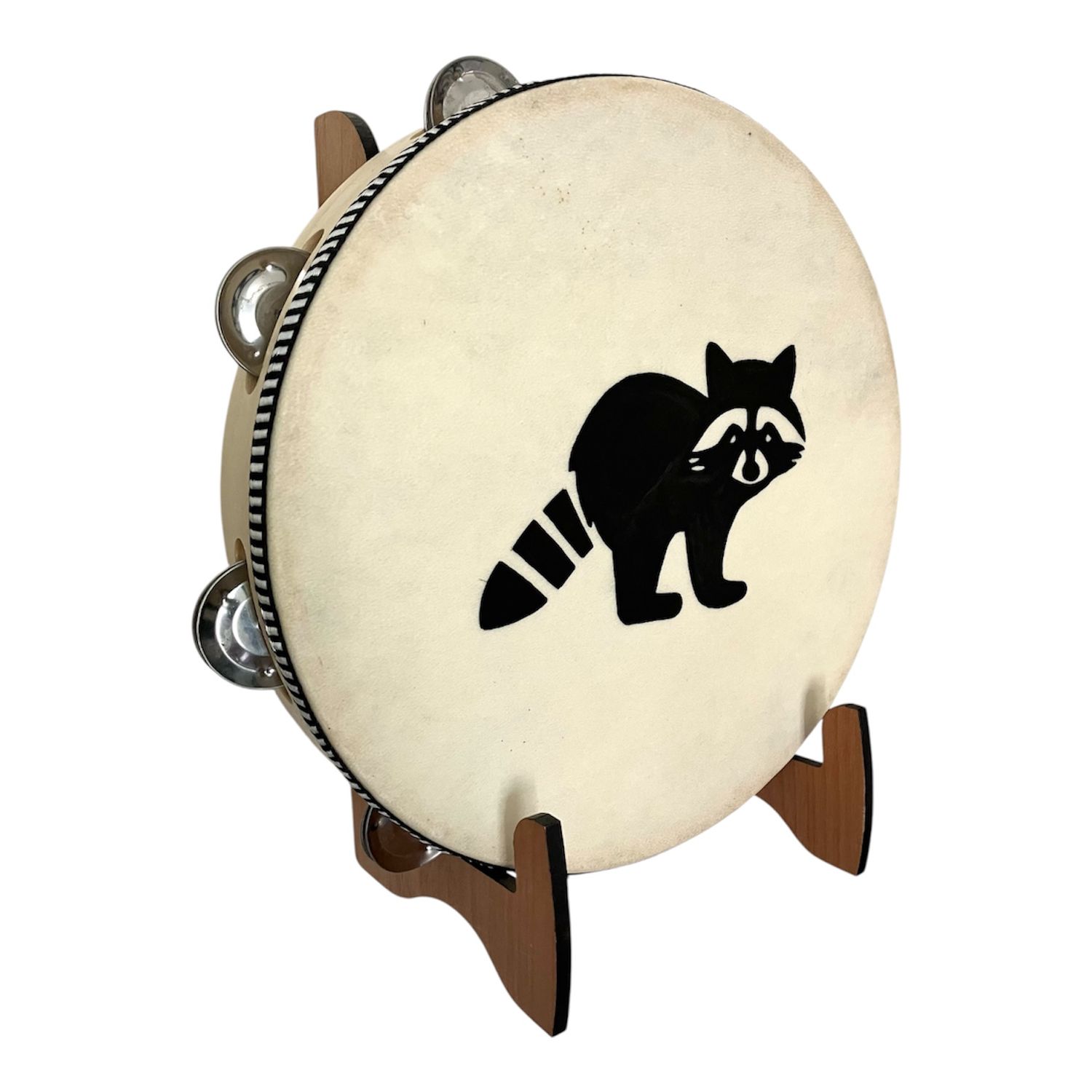 Raccoon Spirit Tambourine with optional illuminated Display Stand Display Stand