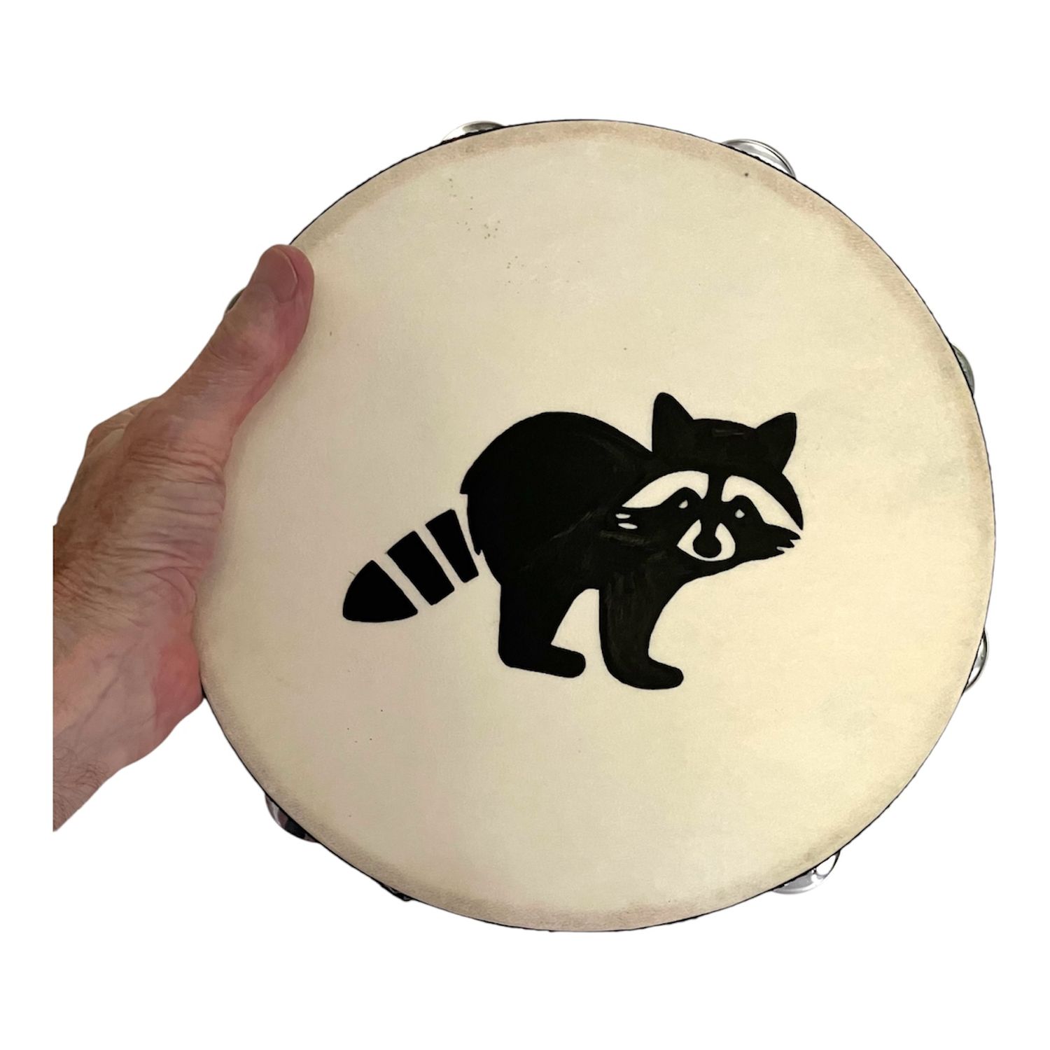 Raccoon Spirit Tambourine with optional illuminated Display Stand Display Stand
