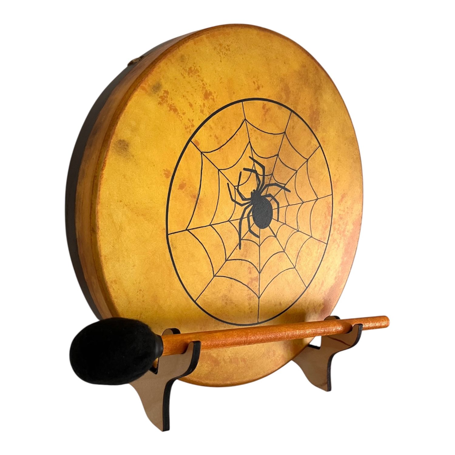 Spider Spirit Shaman Frame Drum with optional illuminated Display Stand and Carry Bag