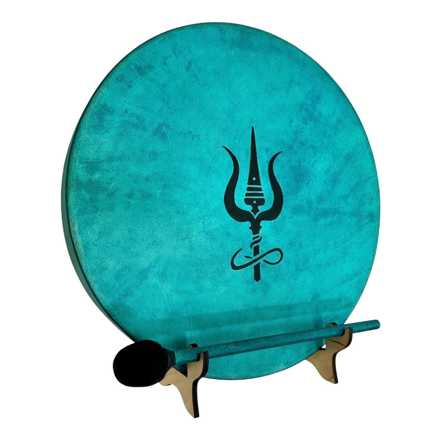 Trident Shamanic Frame Drum with optional illuminated Display Stand and Carry Bag