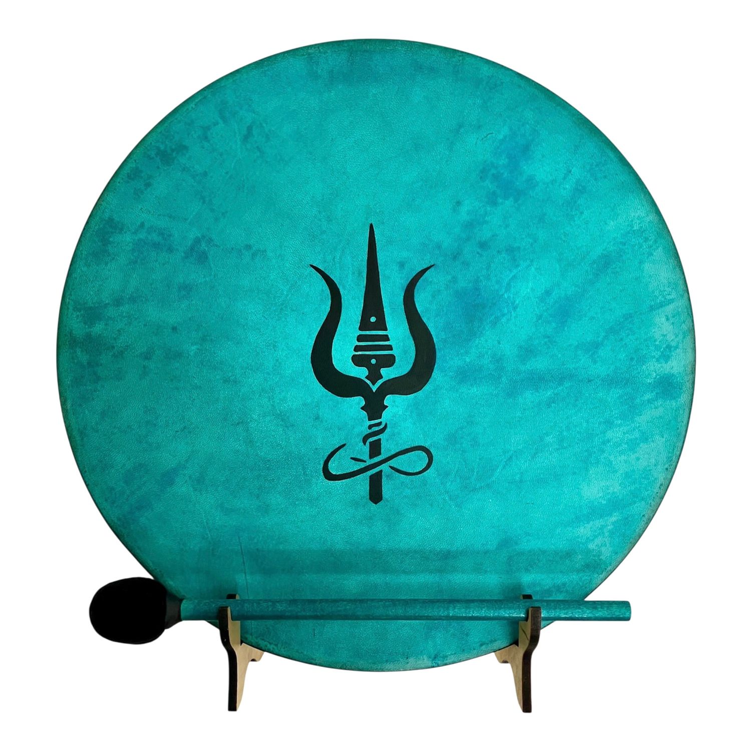 Trident Shamanic Frame Drum with optional illuminated Display Stand and Carry Bag