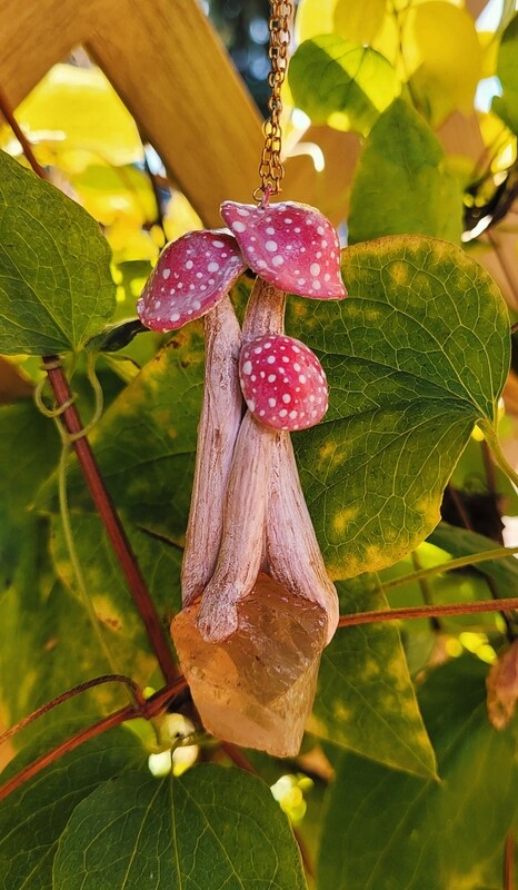 Mushroom Crystal Necklace