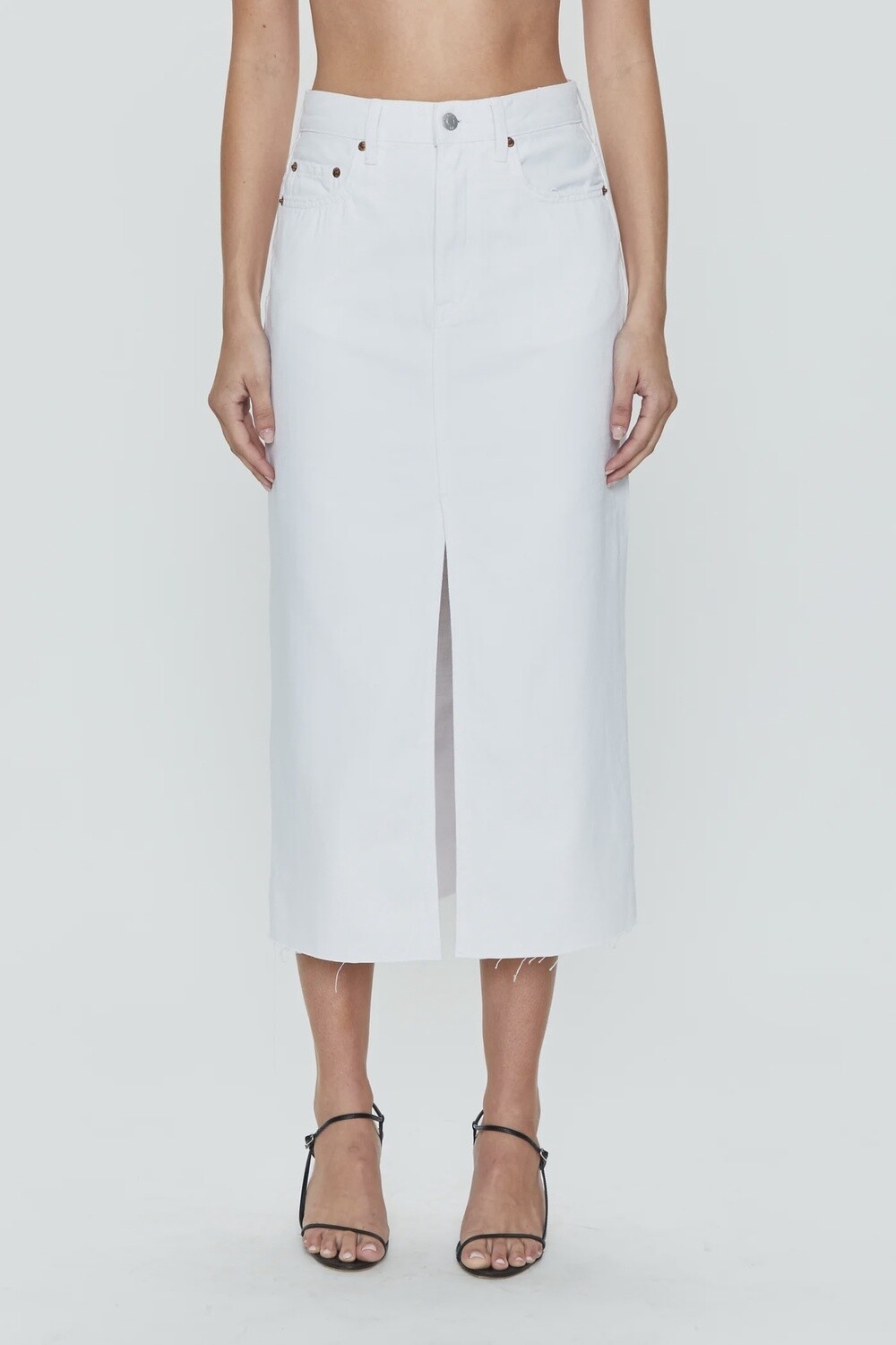 Alice Midi Skirt in White, Size: 28
