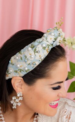 Light Blue &amp; White Floral Headband