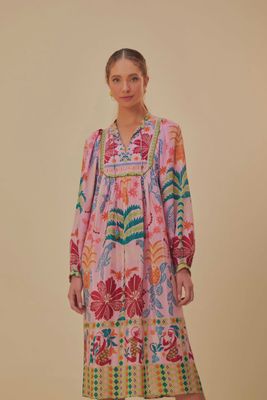 Pink Fruits Queen Scarf Midi Dress