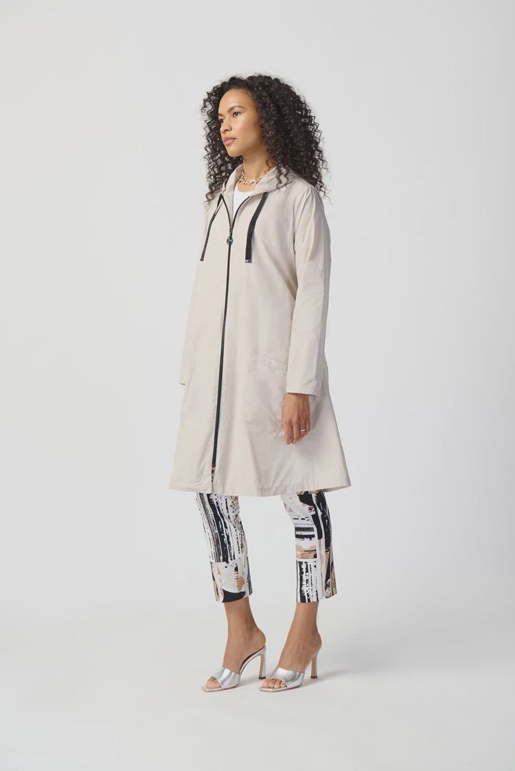 Memory Woven Hooded Trapeze Coat, Color: Moonstone, Size: 6