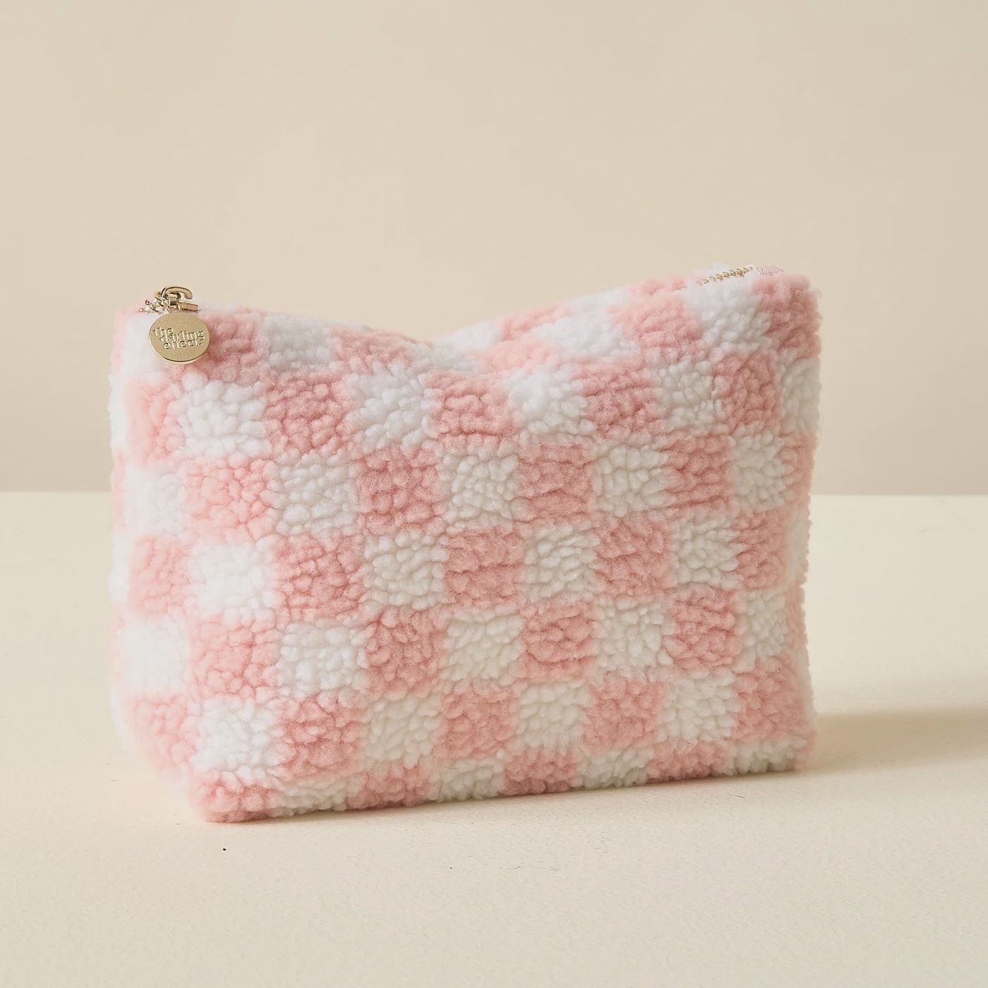 Checker Teddy Pouch, Size: Blush Check