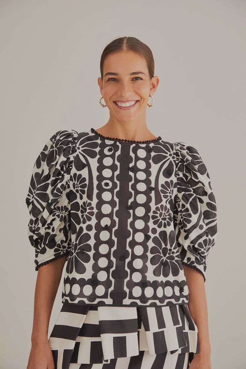 Palermo Puff Sleeve Blouse, Color: Black, Size: S