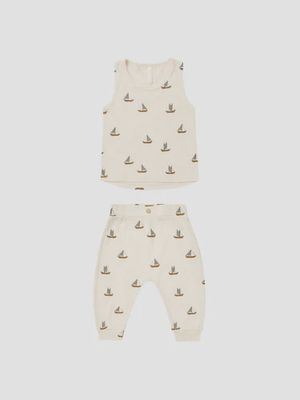 Tank + Slouch Set in Sailboats