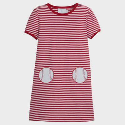 Applique Pocket T-Shirt Dress - Baseball