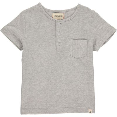 Dodger Henley Top in Grey Ribbed