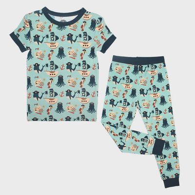 Pirate&#39;s Life Bamboo Short Sleeve Kids Pajama Pants Set