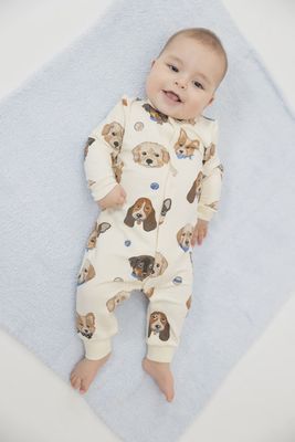 Romper in Vintage Dog Faces