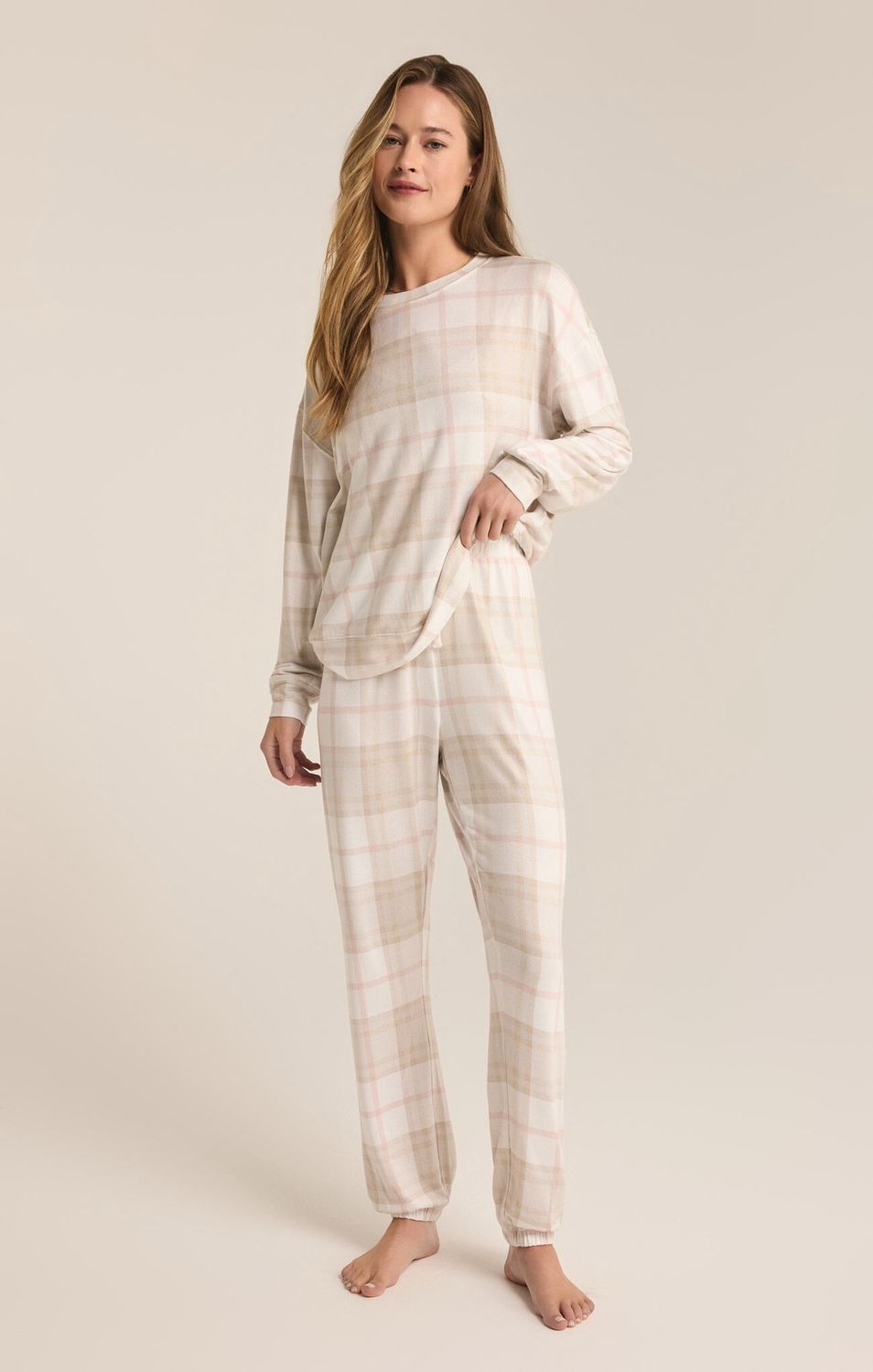 Cozy Plaid Set in Sea Salt