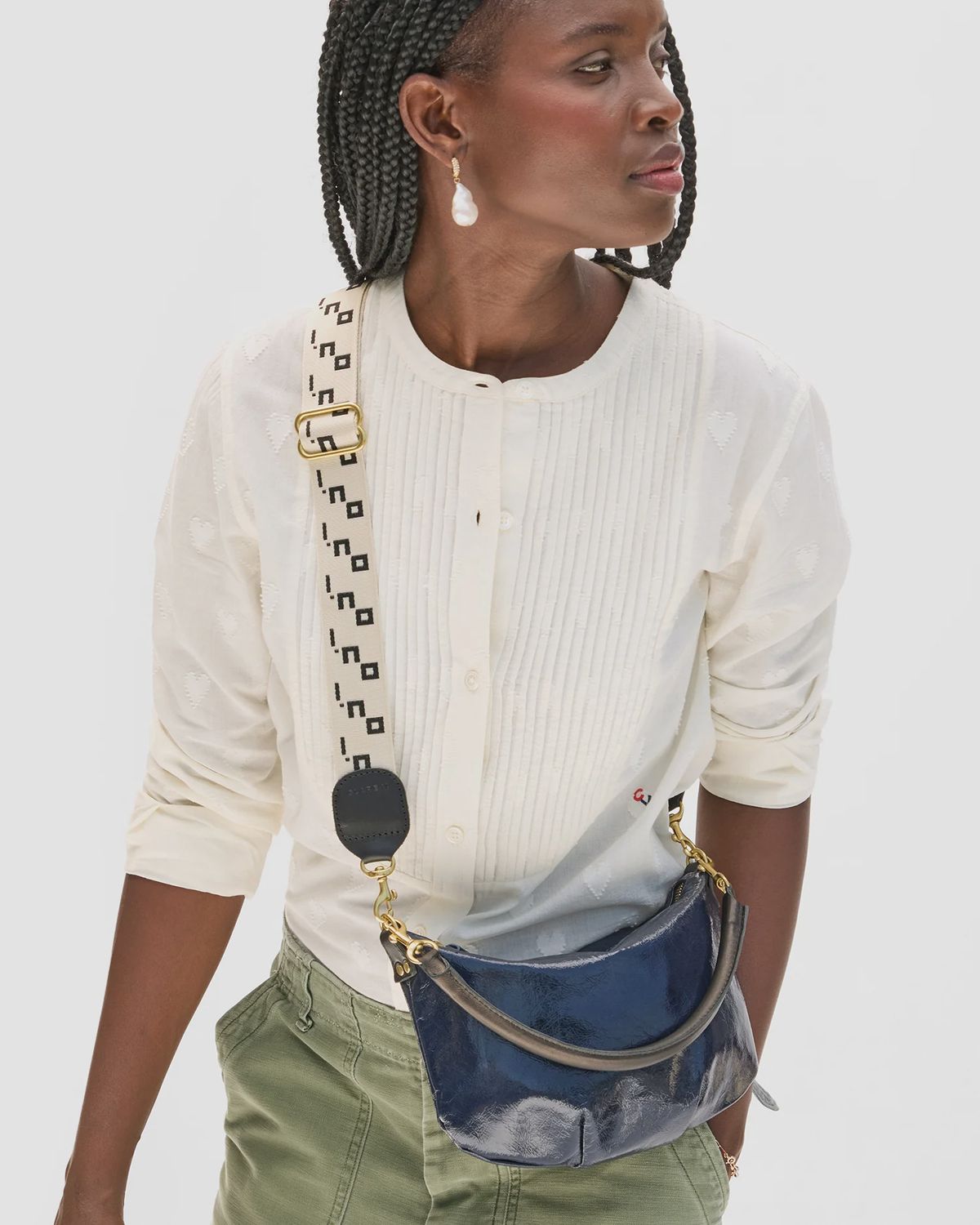 Adjustable Webbing Strap / Cream w/ Black Oui