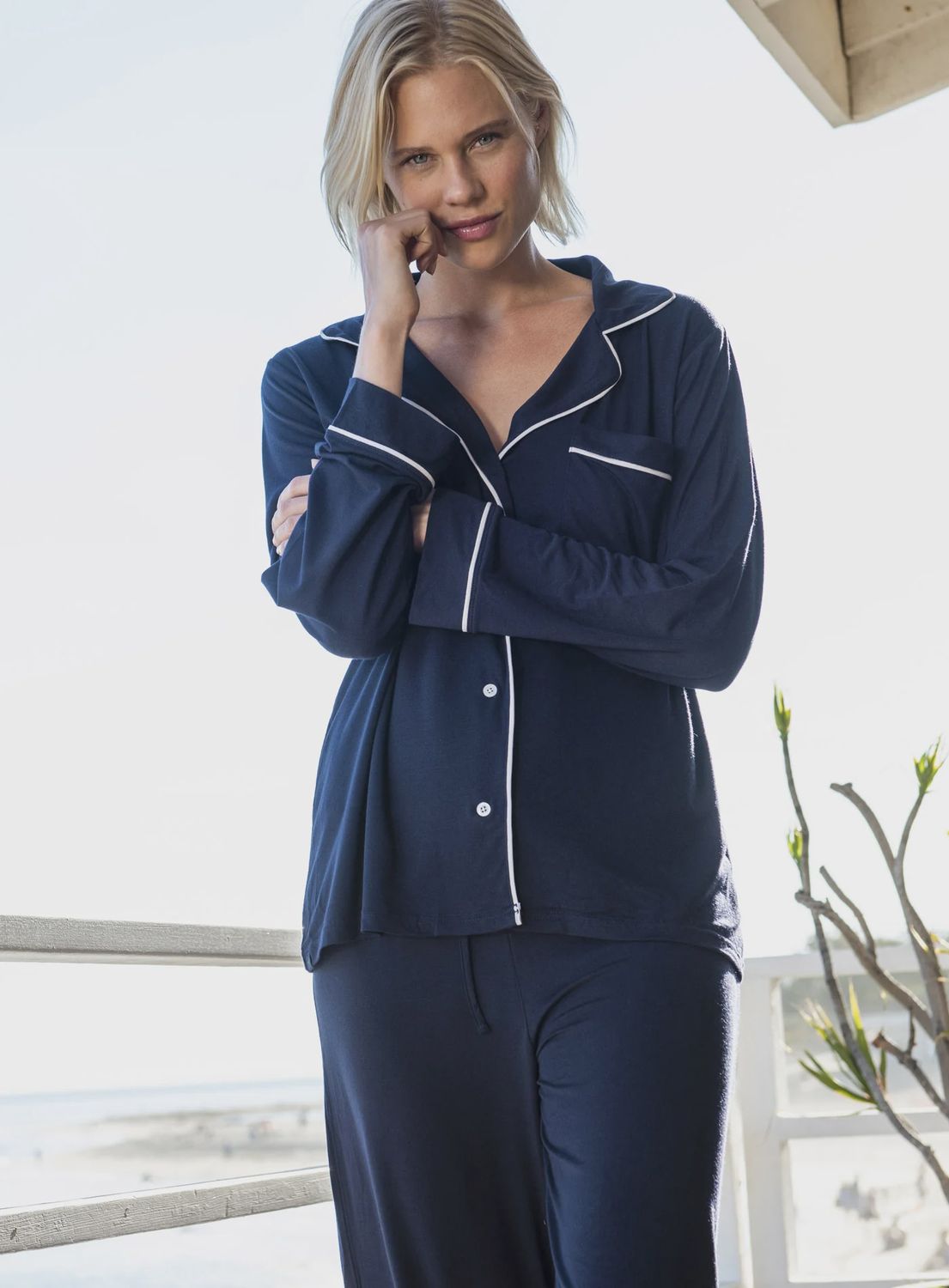 Luxe Milk Jersey Piped Pajama