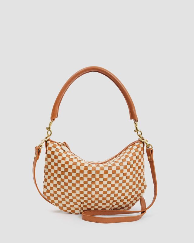 Petit Moyen Messenger - Natural/Cream Woven Checker