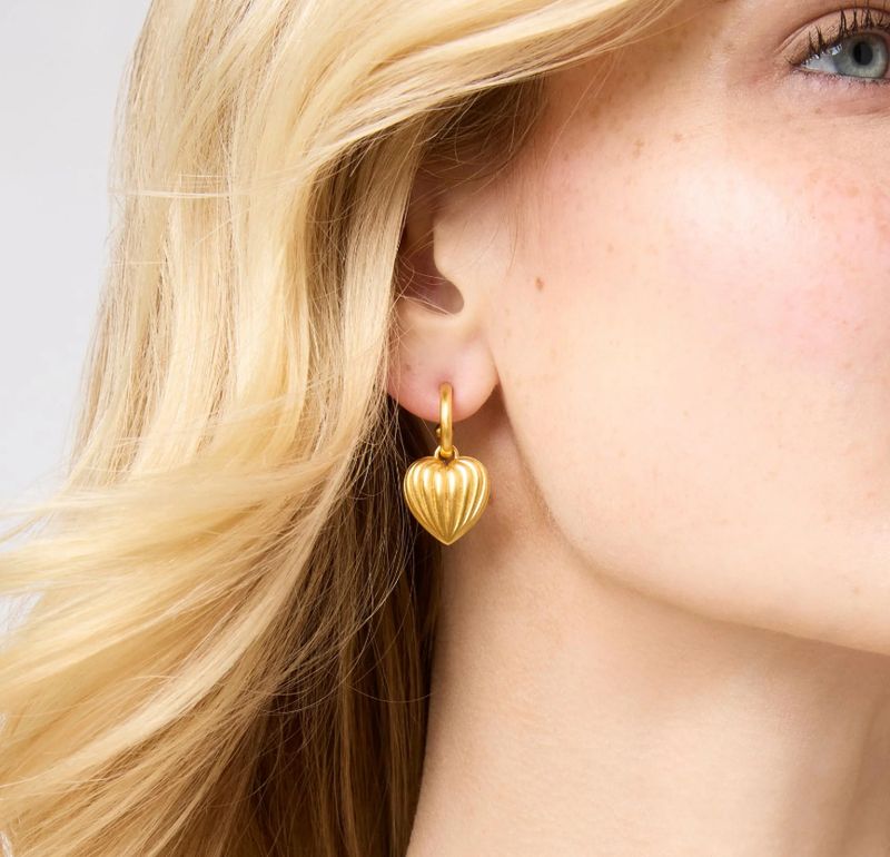 Puffy Heart Hoop &amp; Charm Earring