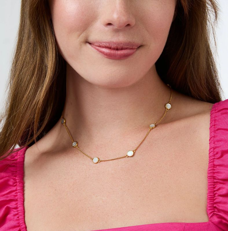 Valencia Delicate Station Necklace - Pearl