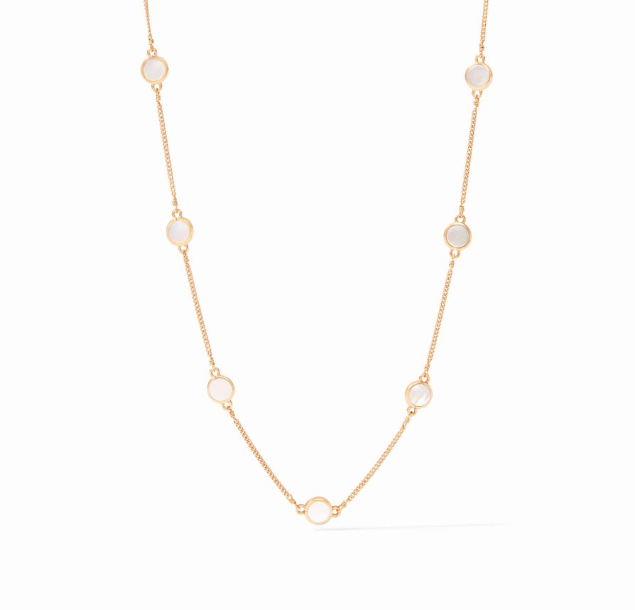 Valencia Delicate Station Necklace - Pearl