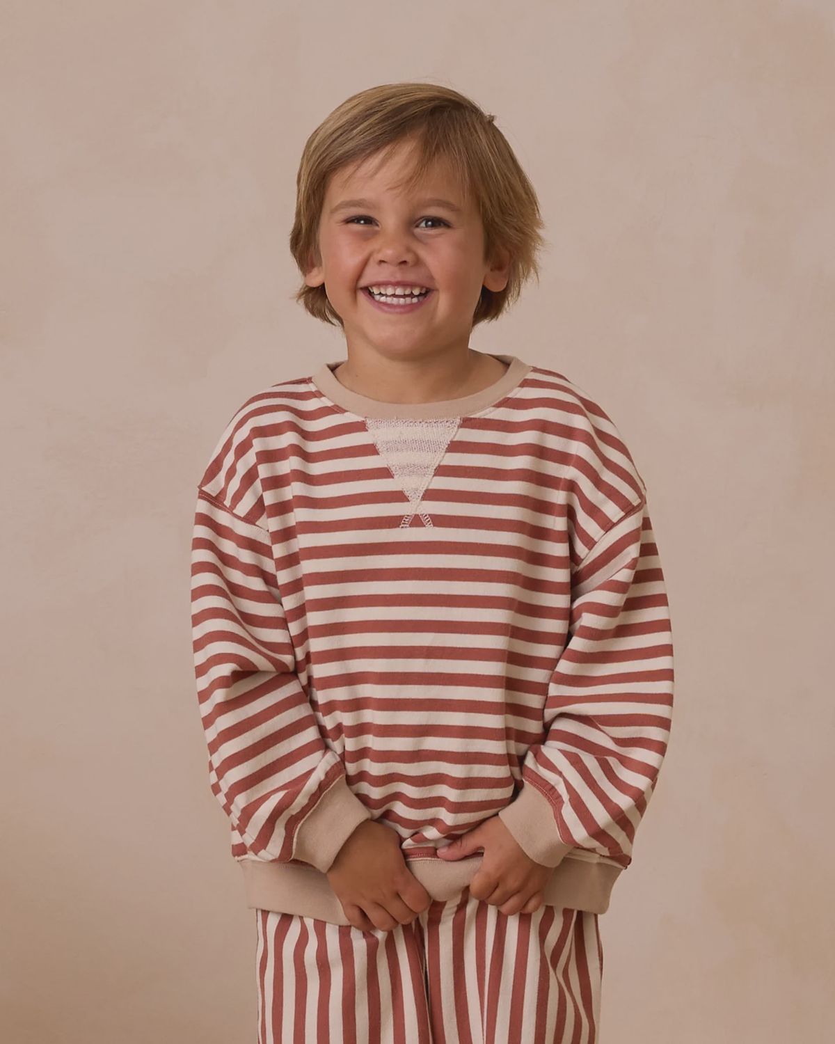 Oversized Crew in Poppy Stripe