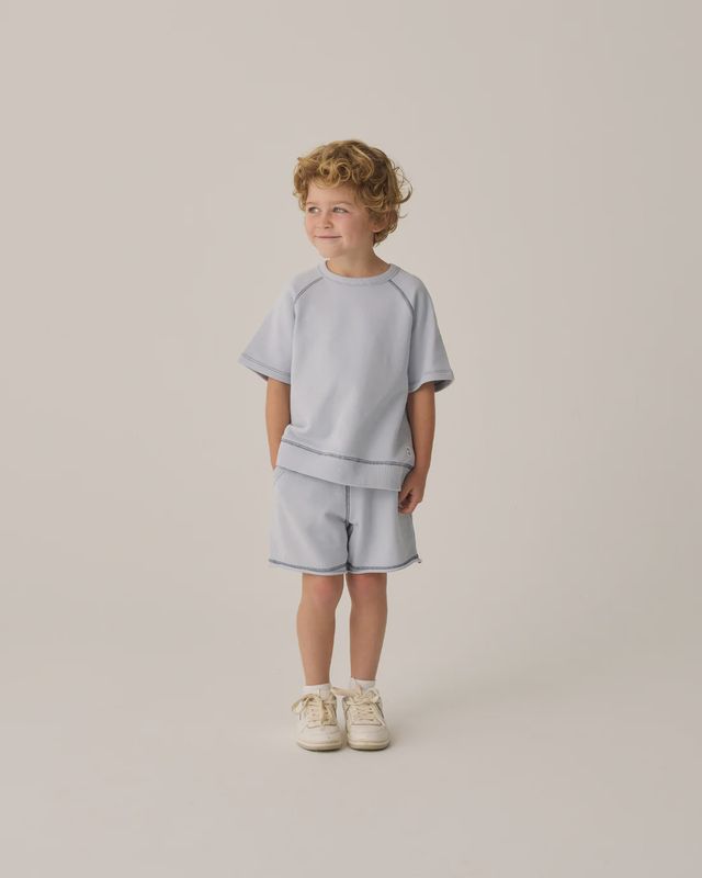 Short Sleeve Sweatshirt in Light Blue