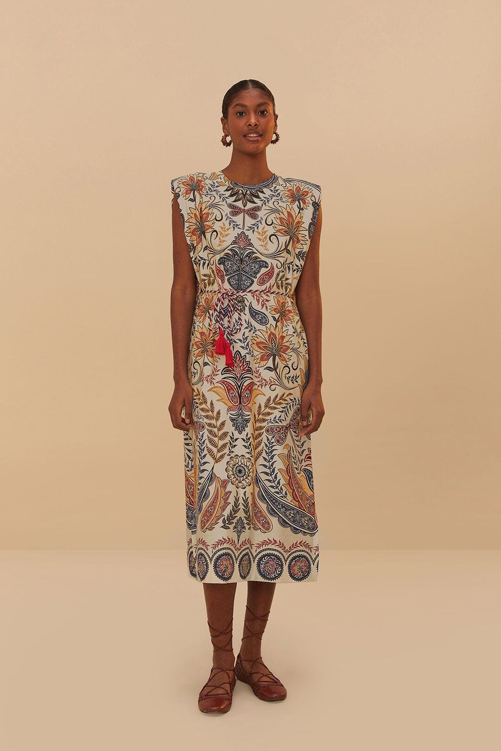 Boho Glam Off-White Midi Dress