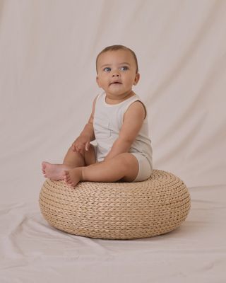 Sleeveless One-Piece in Sky Micro Stripe