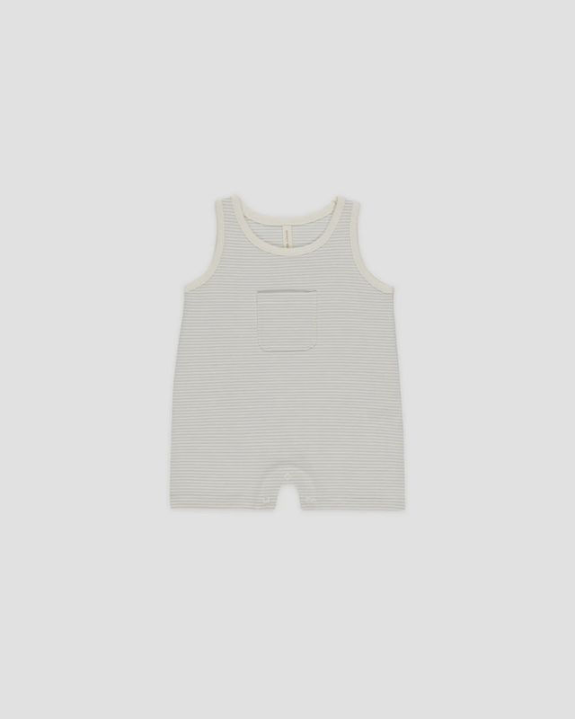 Sleeveless One-Piece in Sky Micro Stripe