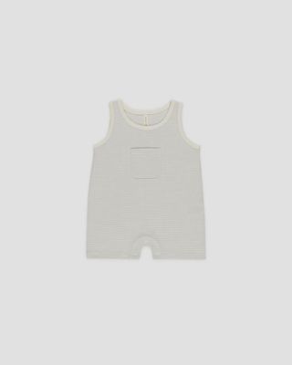 Sleeveless One-Piece in Sky Micro Stripe