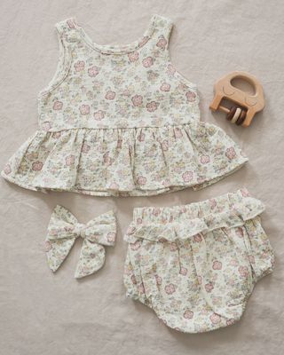 Sleeveless Peplum Set in Bloom
