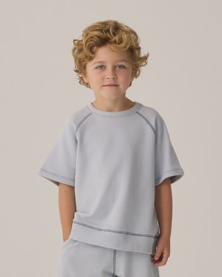 Short Sleeve Sweatshirt in Light Blue