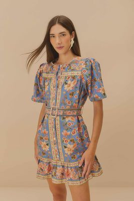 Superbloom Tapestry Blue Mini Dress