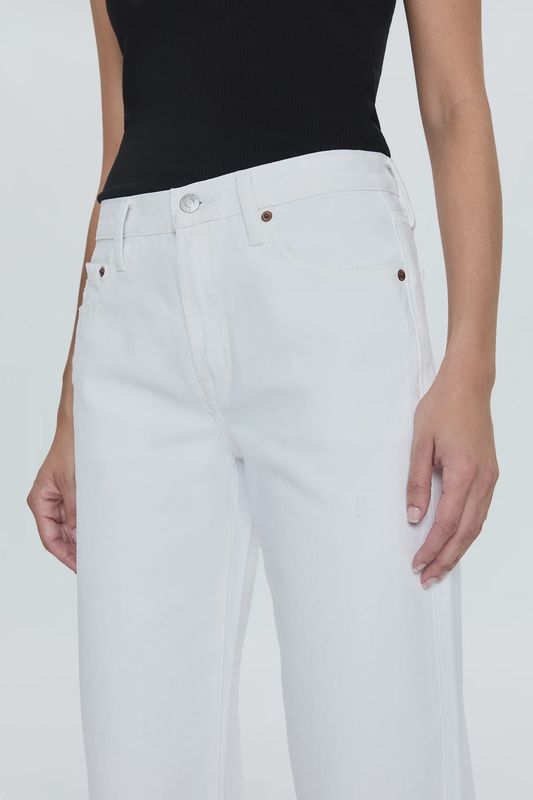 Lexi Mid Rise Bowed Straight in Luxe White Vintage