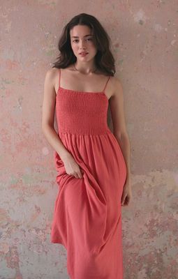 Bayside Linen Maxi Dress in Persimmon