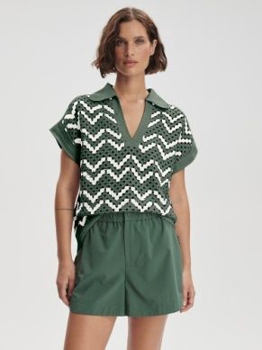 Joelle Crochet Polo Top