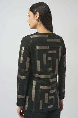 Scuba &amp; Leatherette Collarless Jacket