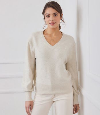 Sequin V-Neck Sweater